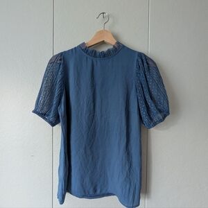 Cute Blue Puff Sleeve Top